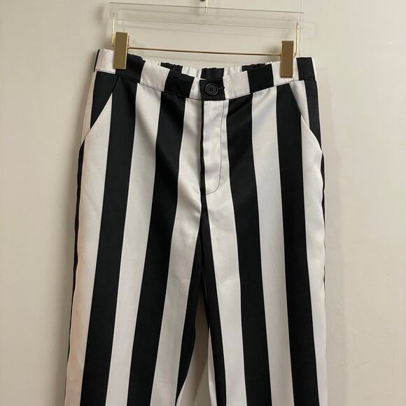 SPIRIT S Beetlejuice pant Halloween costume black white stripe high waist men - Picture 2 of 8